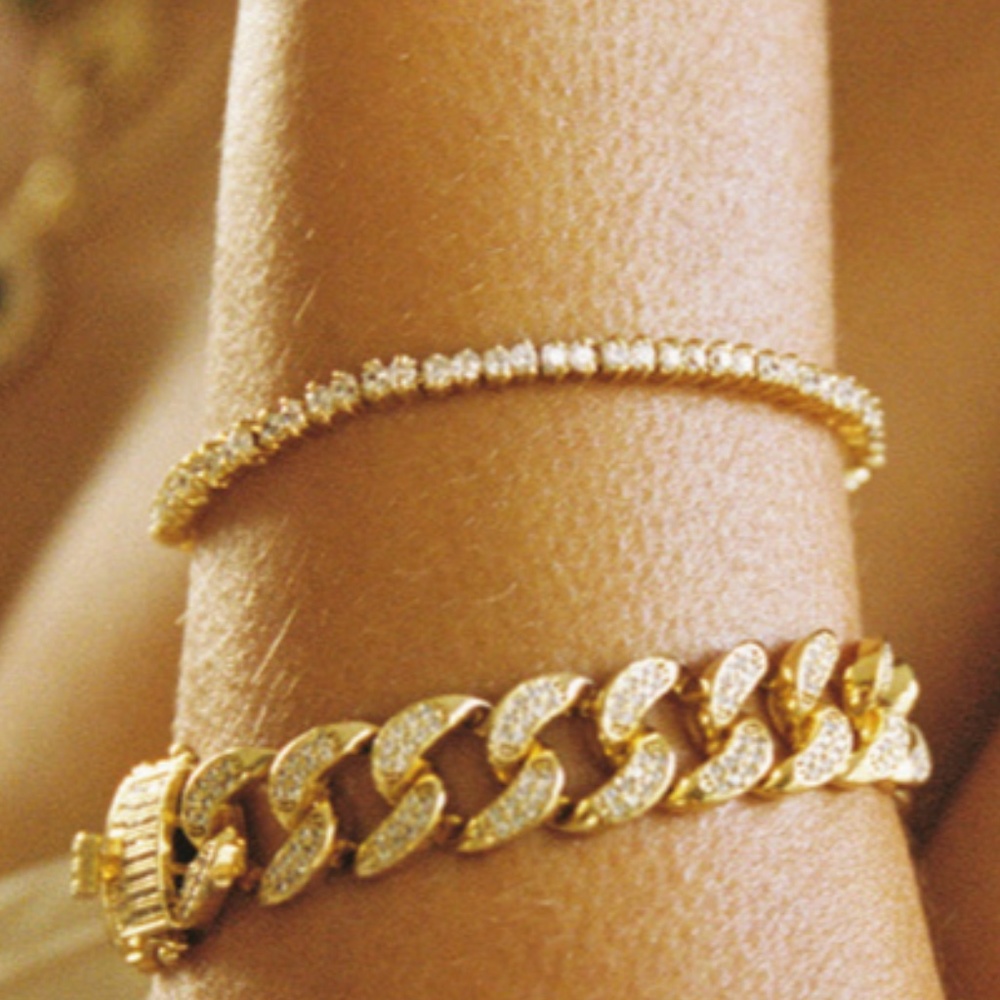 New Vanessa Mooney Gold CZ tennis dainty bracelet